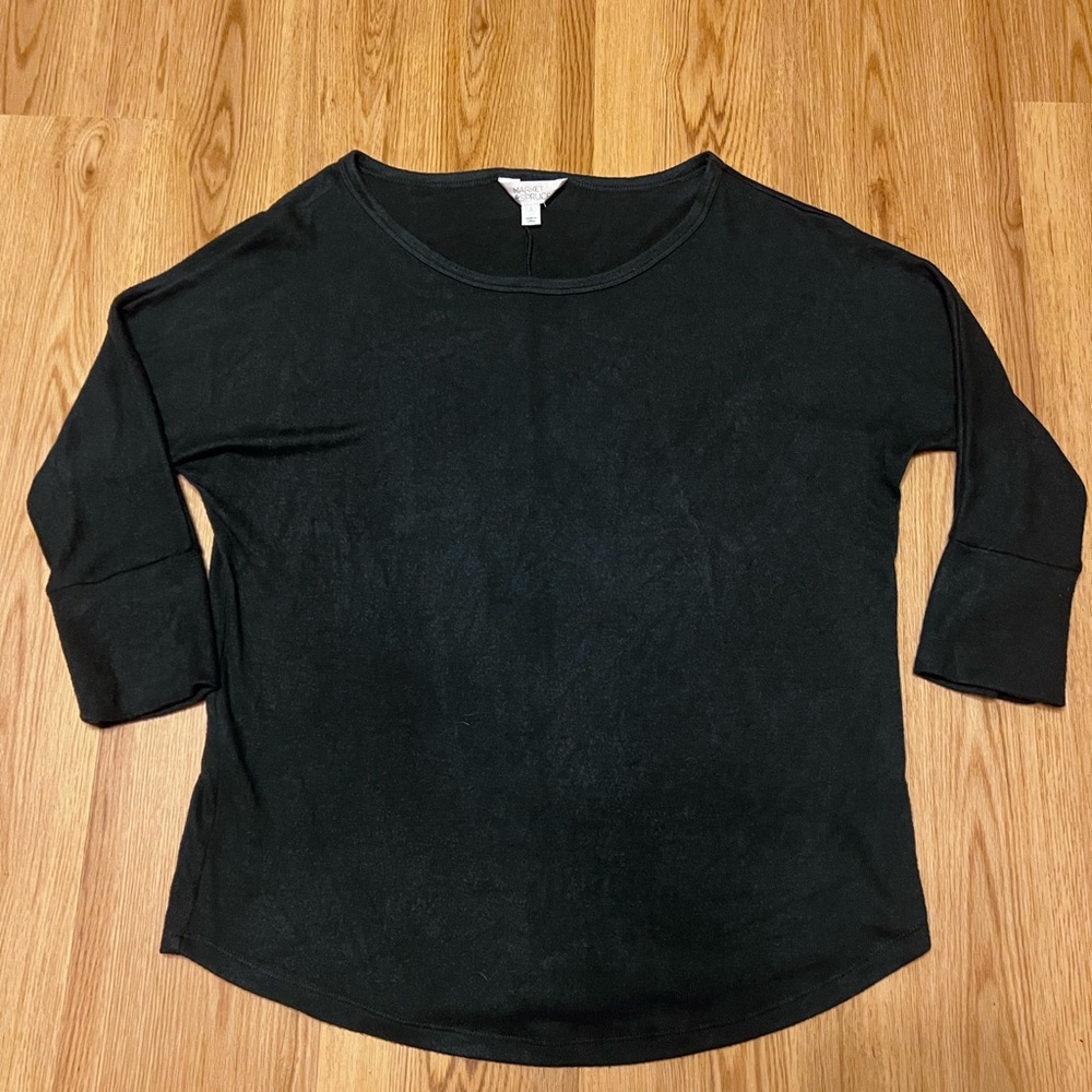 Market & Spruce Green 3/4 Sleeve Relaxed Top